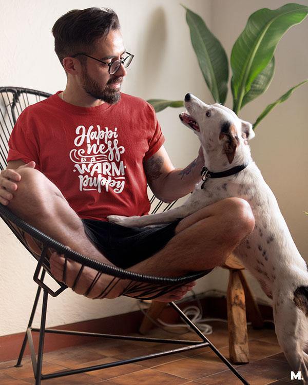printed t shirts - Happiness is a warm puppy - MUSELOT