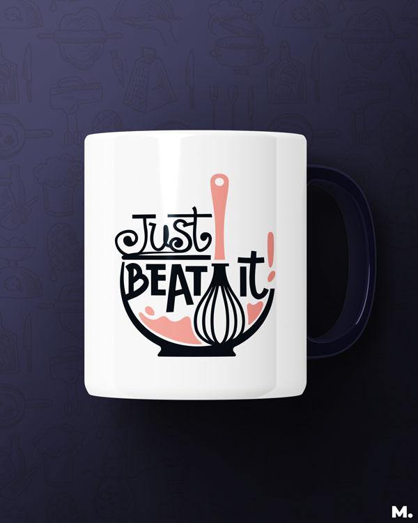 White printed mugs for baking lovers - Just beat it - MUSELOT