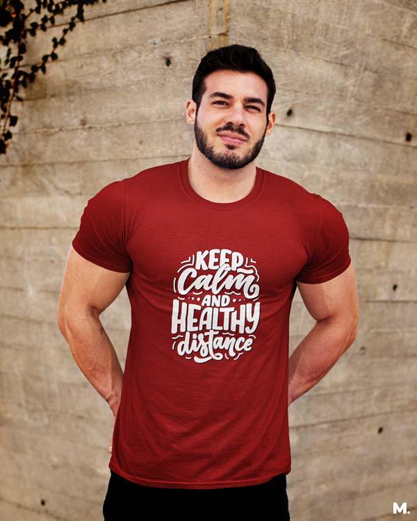 printed t shirts - Keep calm & healthy distance - MUSELOT