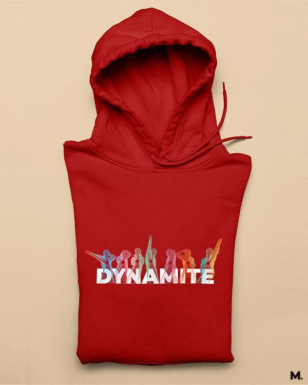 Red printed hoodies for ARMY - Life is dynamite - Muselot India