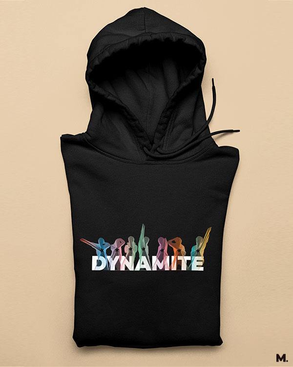 Black printed hoodies for ARMY - Life is dynamite - Muselot India