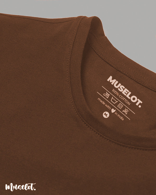 Beauty is in the chai of the beholder printed t shirts by Muselot in coffee brown colour