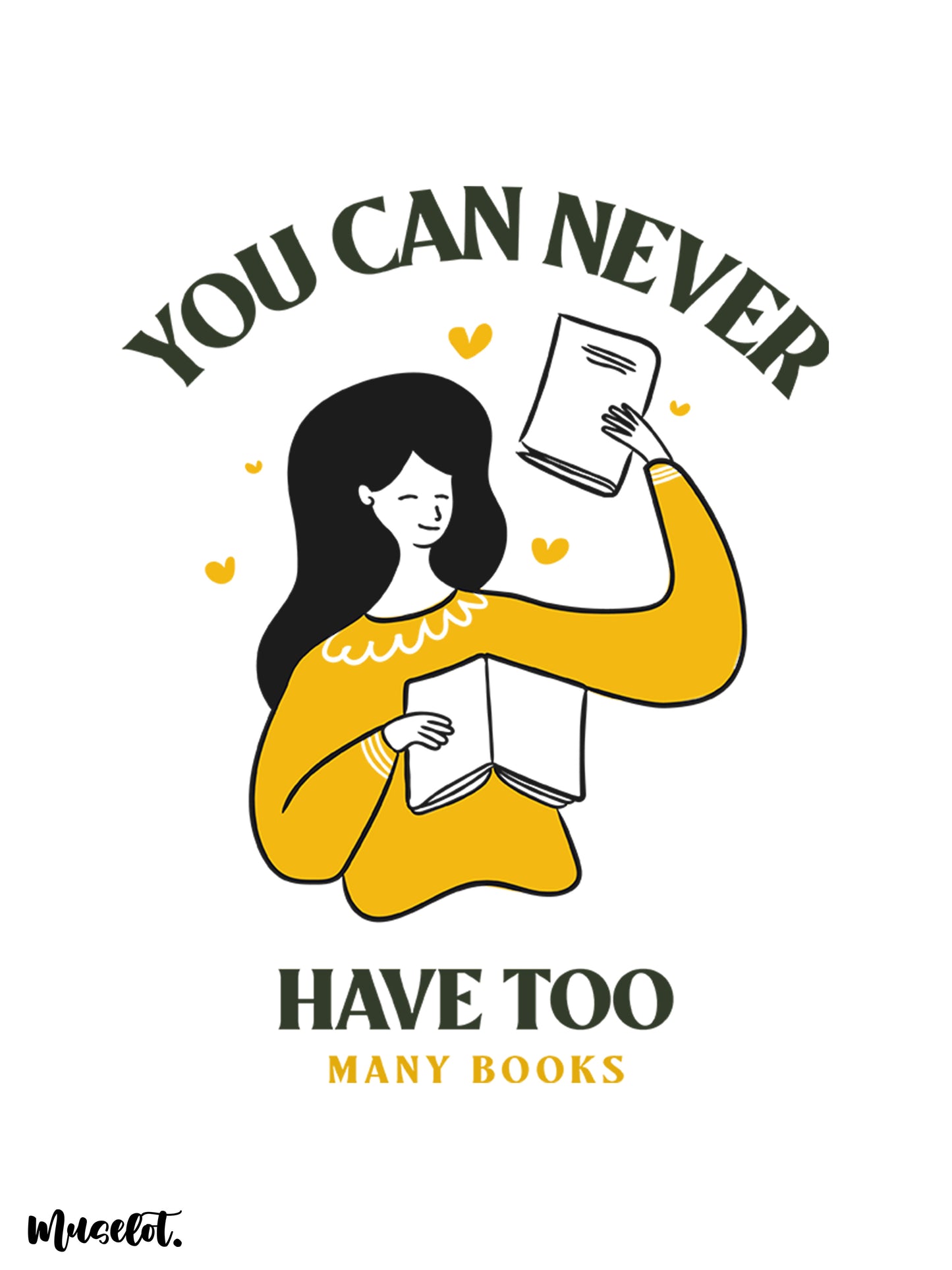 You can never have too many books printed white mugs online - Muselot