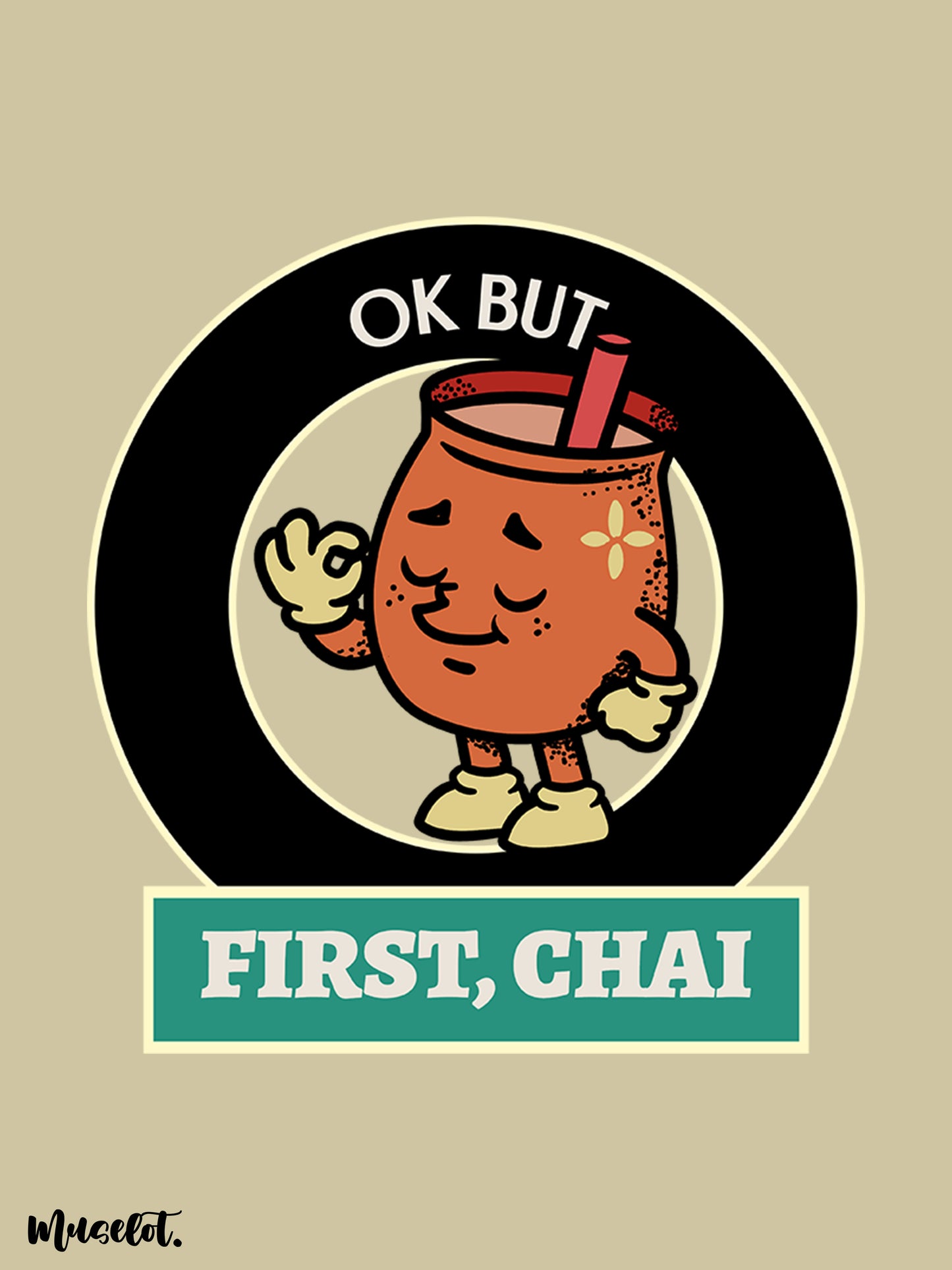 Ok, but first chai printed black mugs online for chai lovers - Muselot