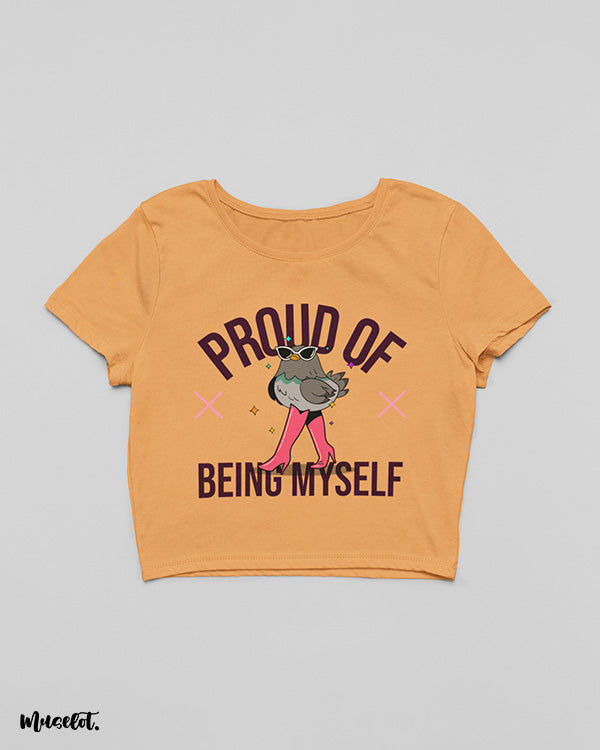 Proud of being myself design illustrated cropped t shirt for LGBTQ+ pride community at Muselot