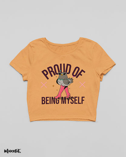 Proud of being myself design illustrated cropped t shirt for LGBTQ+ pride community at Muselot