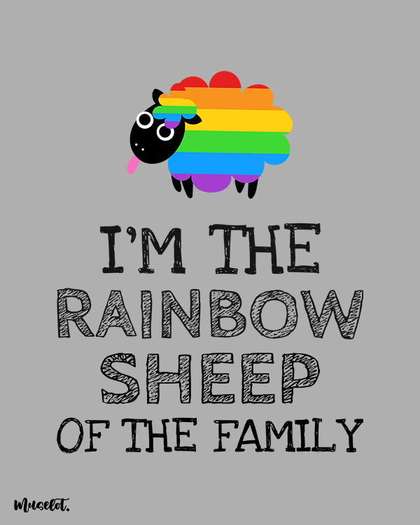 I am the rainbow sheep of the family design illustration for LGBTQ+ pride by Muselot