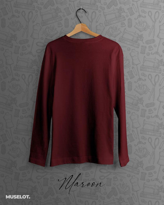 full sleeve t shirts - Maroon t shirt full sleeve  - MUSELOT