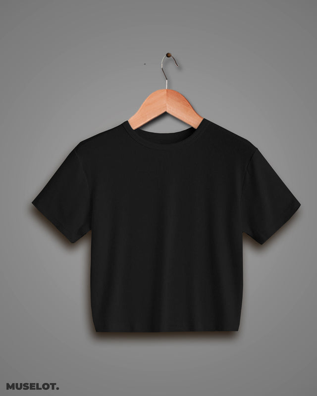 Women's plain cropped t shirts - Black plain crop t shirt - MUSELOT
