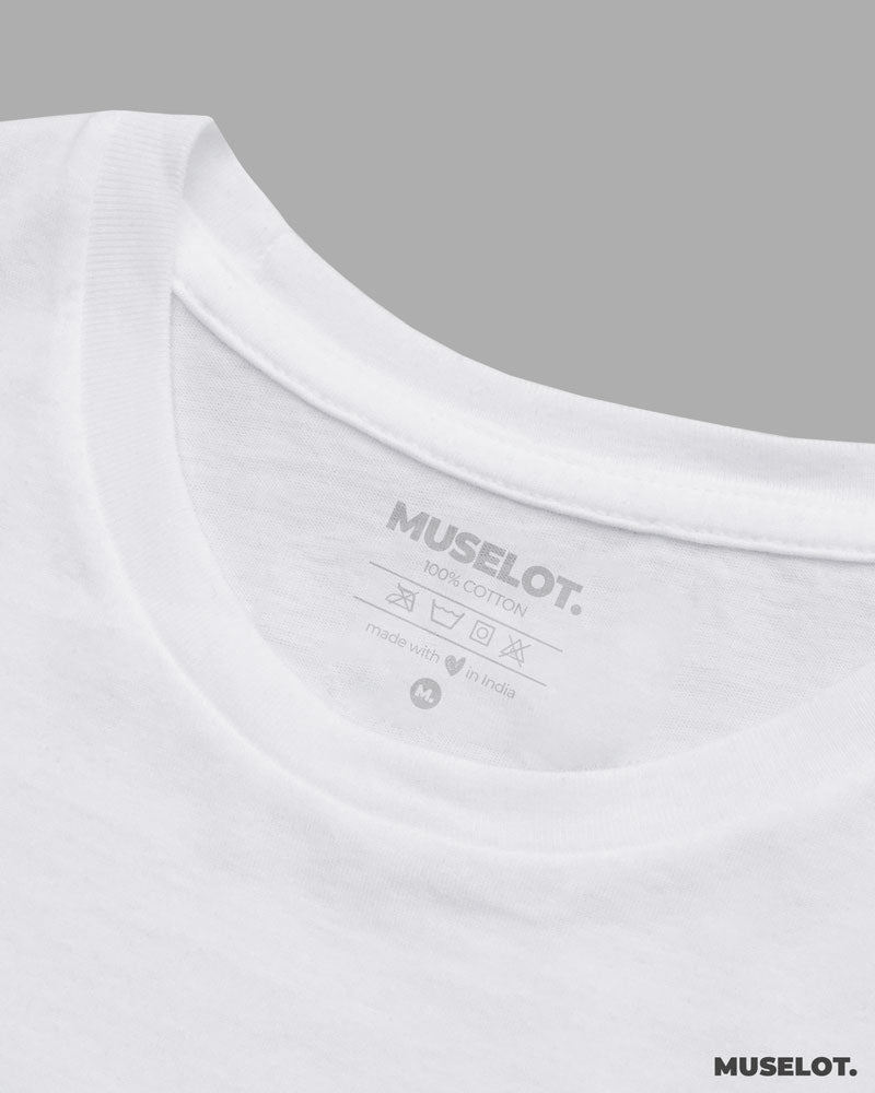 Crop t shirts for women - White plain cropped t shirt- MUSELOT