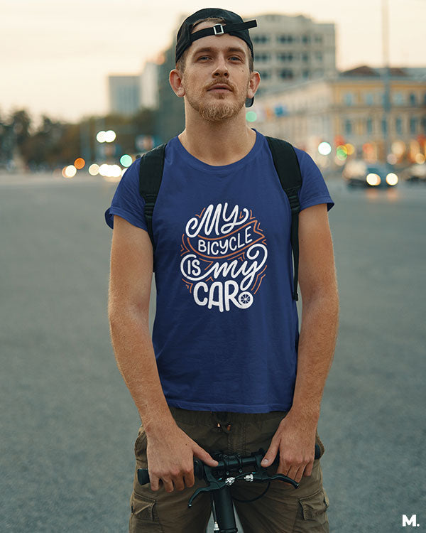 My bicycle is my car printed t shirts