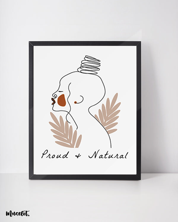 Proud and natural boho art framed poster of a confident woman - Muselot