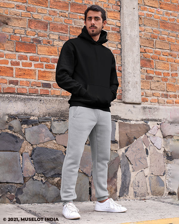 Melange grey unisex joggers plain solid coloured - Muselot