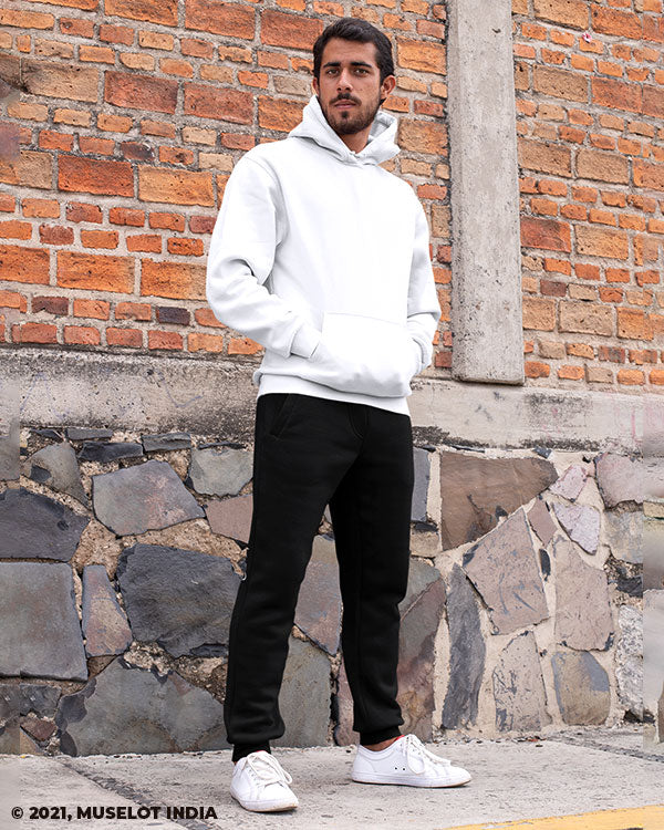 Hoodie White And Black Jeans Combo White Hoodie Black Pant