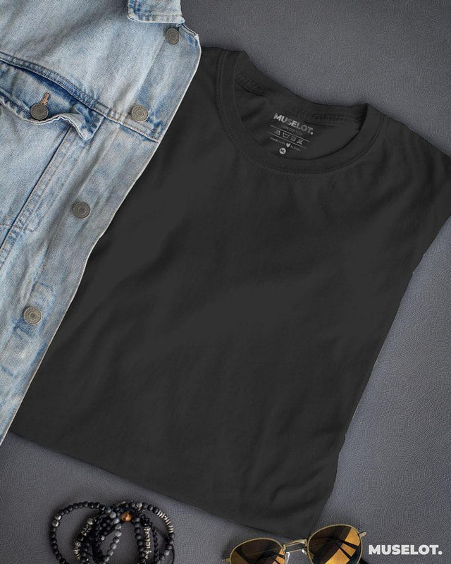plain t shirts - Charcoal grey plain mens t shirt  - MUSELOT