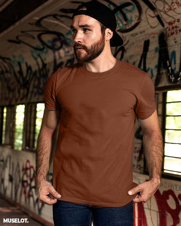 Coffee brown mens plain t shirt Mens stylish t shirt Muselot