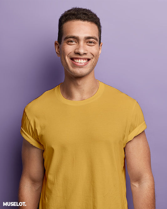 Golden yellow mens plain t shirts