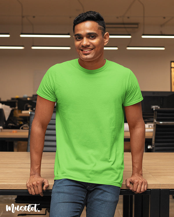 Green plain t shirt for men | Mens stylish t shirt | Muselot