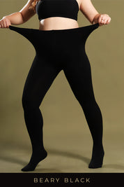 A woman wearing black tights and a bra top, showcasing a stylish and athletic tights- Muselot