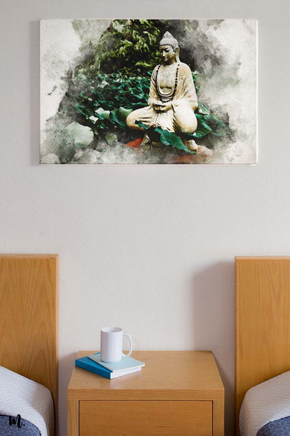 Personalized picture to watercolour art canvas of gautam buddha - Muselot