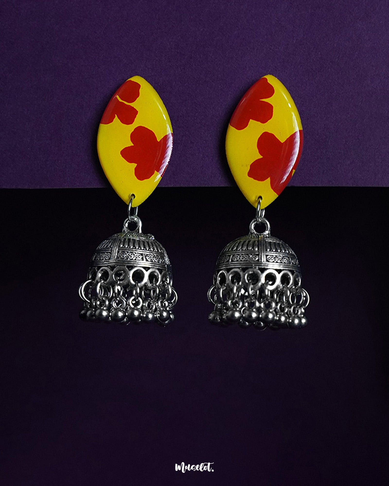 Gulrukh_red_floral_jhumkas_Muselot.jpg