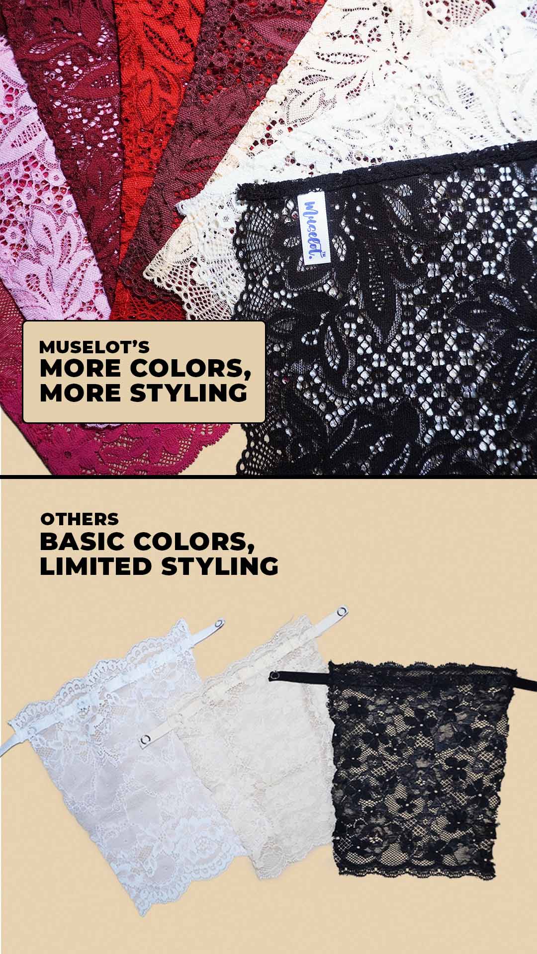 Lacy Mockers Pack of 3 – Black, White, Maroon