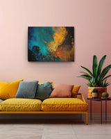 Ocean and fire abstract canvas art