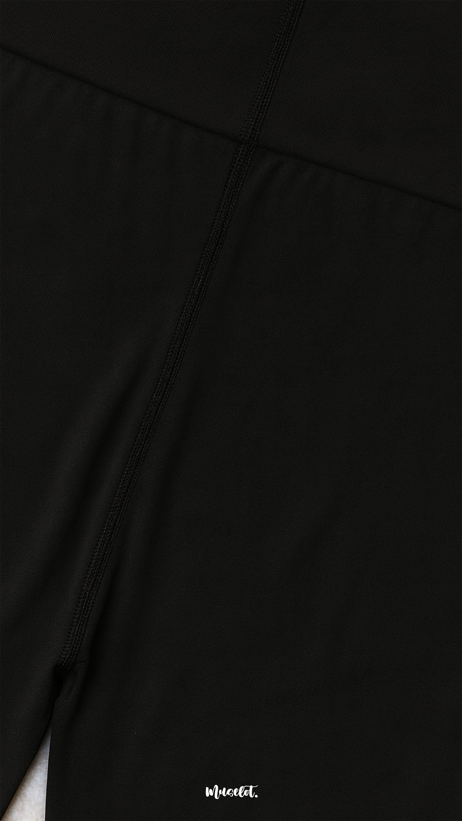 Close-up of semi-opaque black tights fabric with reinforced stitching, showcasing durability, smooth texture, and high-quality finish - Muselot