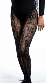 Black Rose Designer Lace Stockings