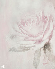 A zoomed-in view of  blushing roses abstract canvas art reveals intricate details and textures of the surreal floral scene. The close-up highlights the vibrant colors, delicate brushstrokes, and dreamlike elements of the artwork, emphasizing its depth and intricate beauty. This detailed perspective brings out the enchanting and otherworldly qualities of the piece-Muselot