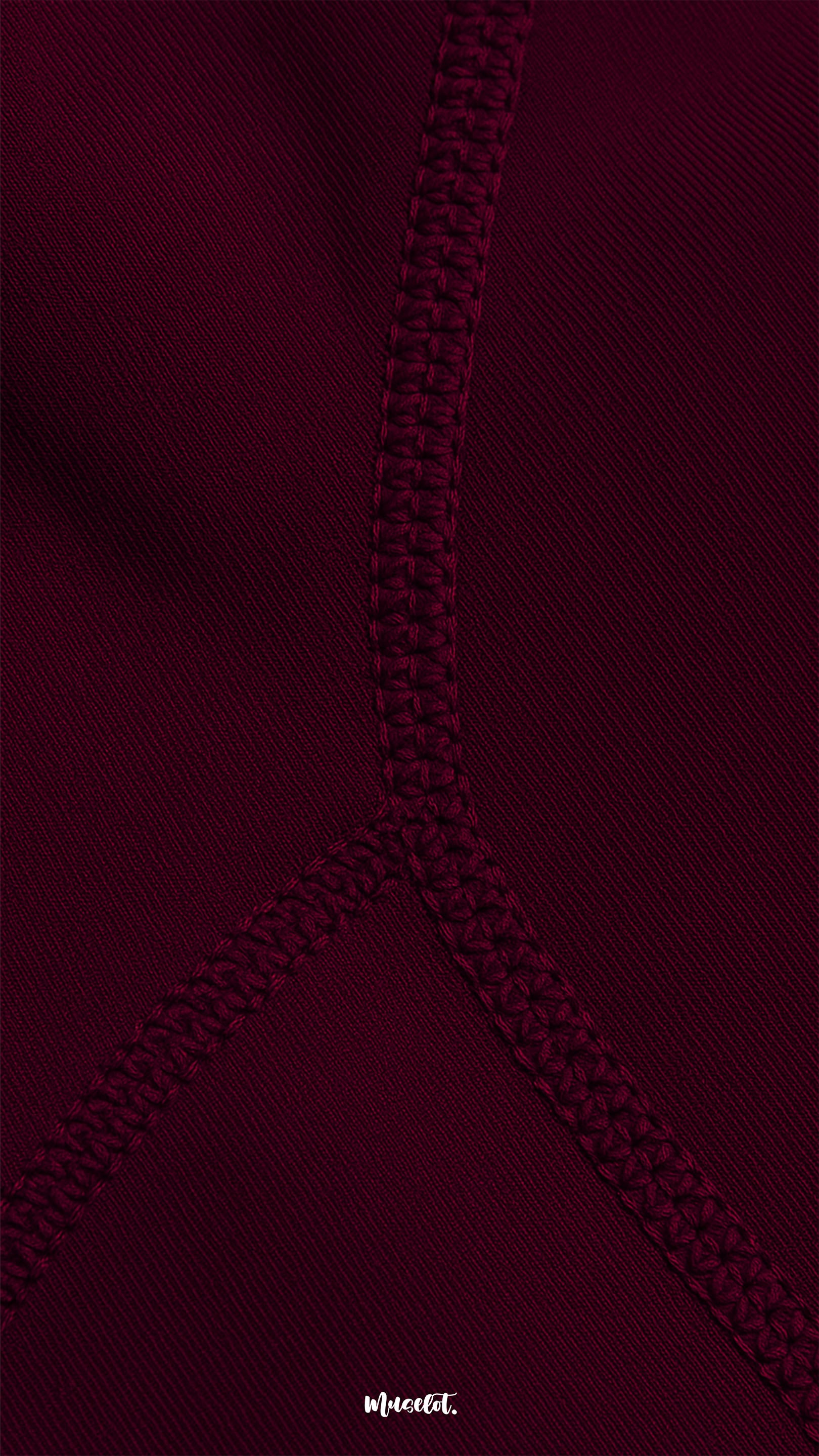 Close-up of double-stitched seam on maroon opaque tights, highlighting durability, reinforced strength, and premium craftsmanship - Muselot