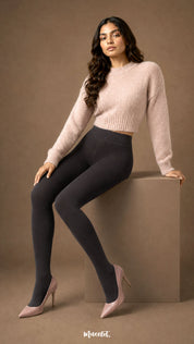 Furry Bliss Deep Grey Warm Stockings
