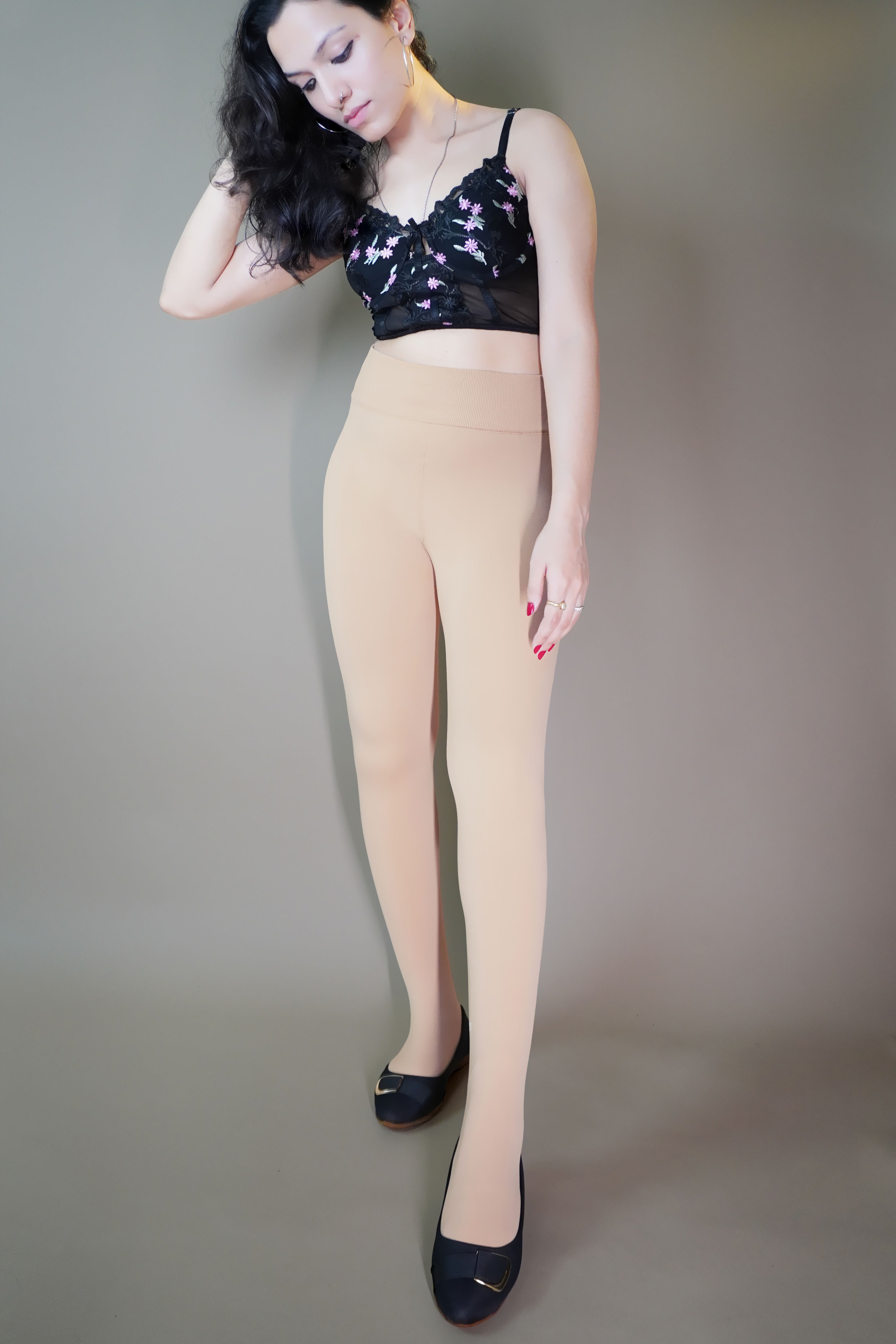 Fleece Lined Best Pantyhose For Natural Look Dark Brown Fleece