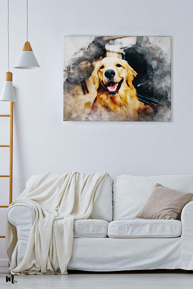Personalized picture to watercolour art canvas of labrador pet - Muselot
