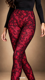 Scarlet Bloom - Layered Designer Stockings