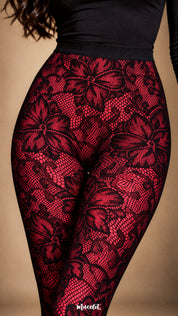 Scarlet Bloom - Layered Designer Stockings
