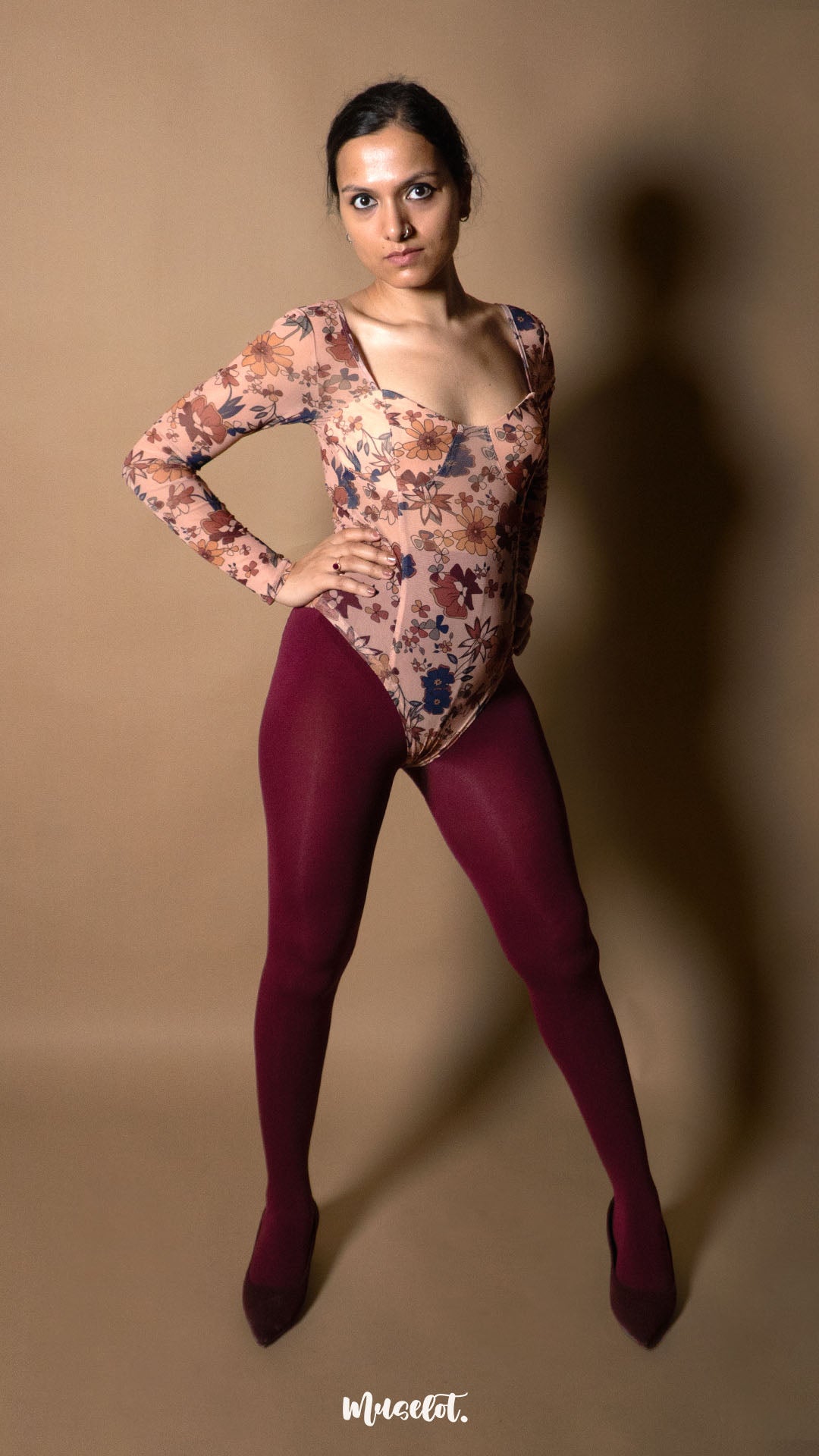 Semi Opaque Tear Proof Maroon Stockings