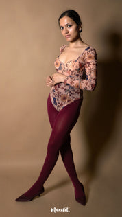 Semi Opaque Tear Proof Maroon Stockings