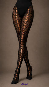 Midnight Pearl Designer Lace Stockings
