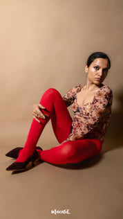 Semi Opaque Tear Proof Red Stockings