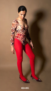 Semi Opaque Tear Proof Red Stockings