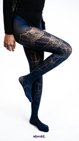 Sapphire Ornate Designer Lace Stockings