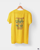 Winner never stops trying printed t shirts