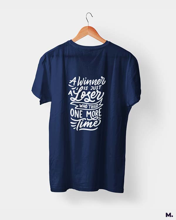 Winner never stops trying printed t shirts
