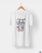 Winner never stops trying printed t shirts