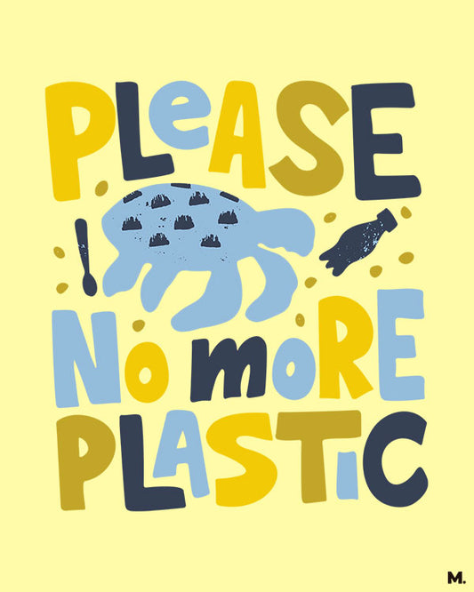Please no more plastic graphic art printed t shirts in butter yellow colour for nature and ocean lovers - Muselot