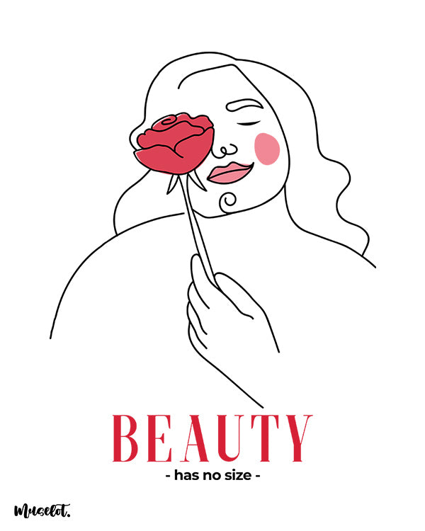 Beauty has no size illustrated framed and unframed posters in A3 and A4 sizes at Muselot