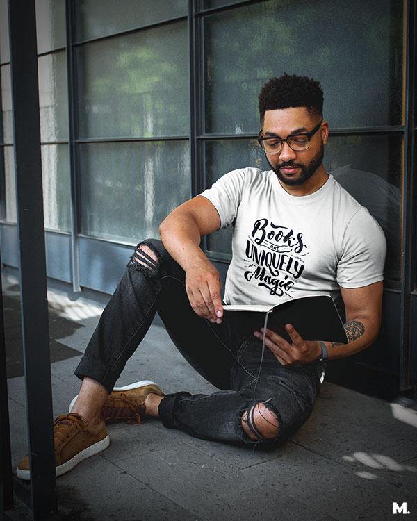 printed t shirts - Books are uniquely magic  - MUSELOT