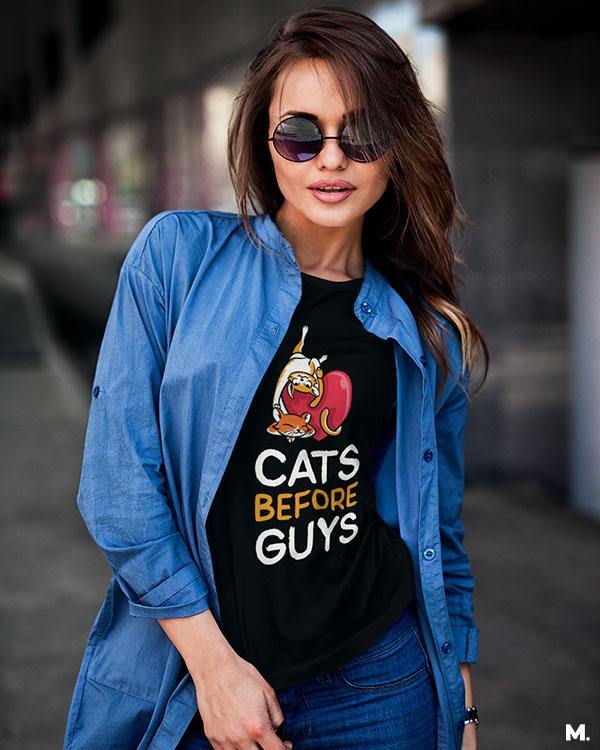 printed t shirts - Cats before guys  - MUSELOT