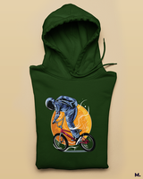 Cyclist in space printed hoodies